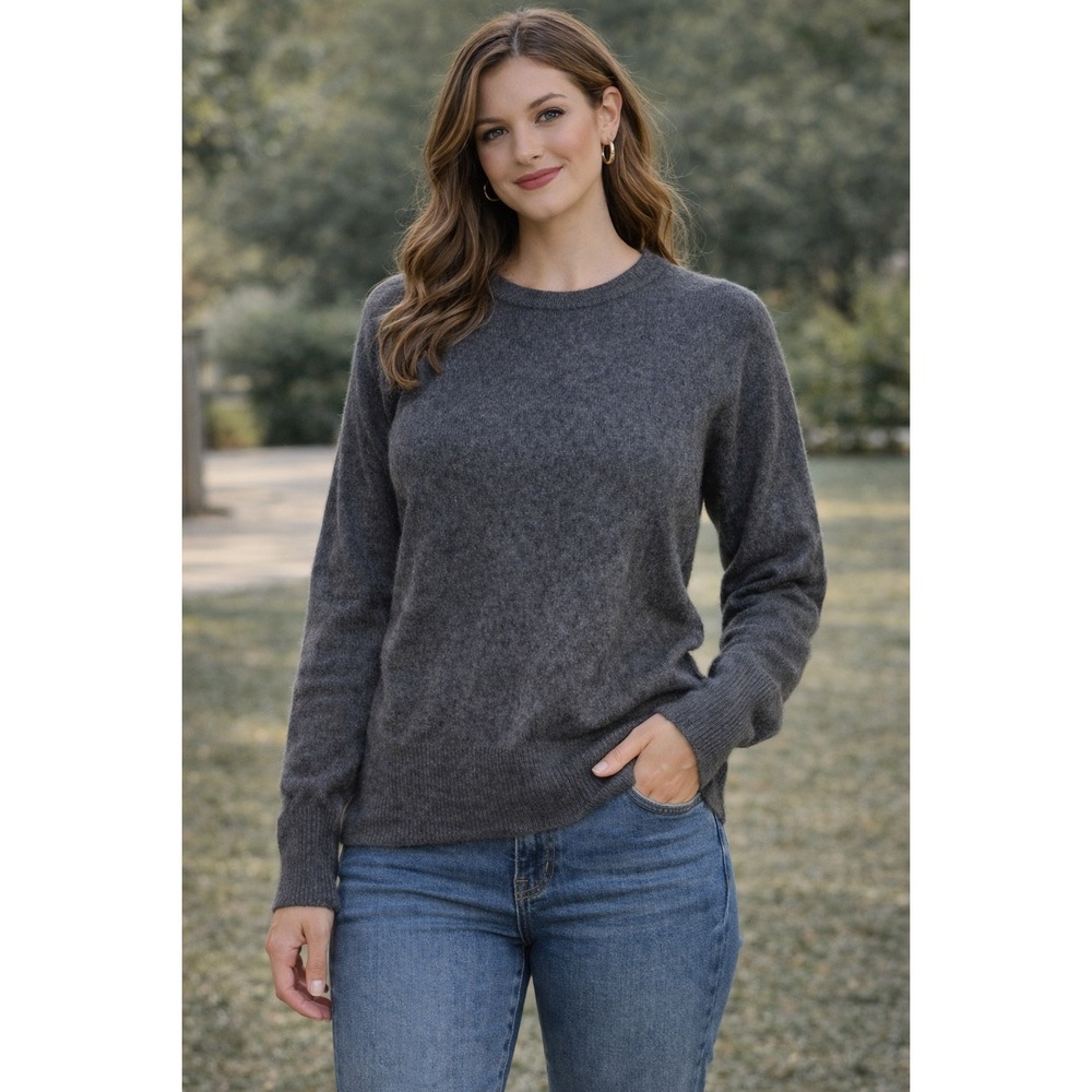 Charter Club Cashmere Sweater Womens Medium Gray‎ Crewneck 2-Ply 100% Cashmere
